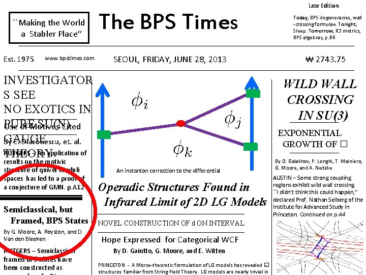 Late Edition ``Making the World a Stabler Place’’ Est. 1975 www. bpstimes. com The