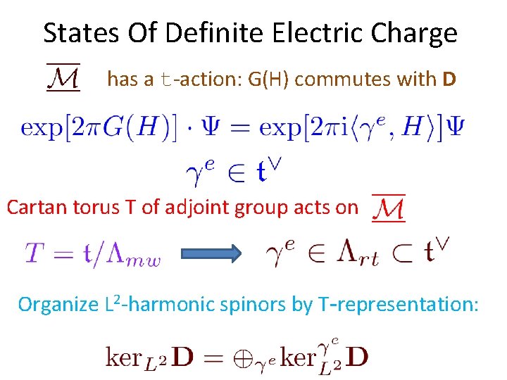 States Of Definite Electric Charge has a t-action: G(H) commutes with D Cartan torus