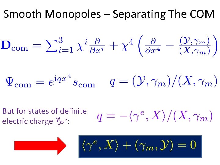 Smooth Monopoles – Separating The COM But for states of definite electric charge e: