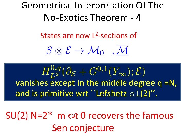 Geometrical Interpretation Of The No-Exotics Theorem - 4 States are now L 2 -sections