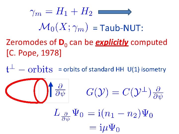 = Taub-NUT: Zeromodes of D 0 can be explicitly computed [C. Pope, 1978] =