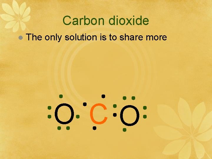 Carbon dioxide l The only solution is to share more O CO 