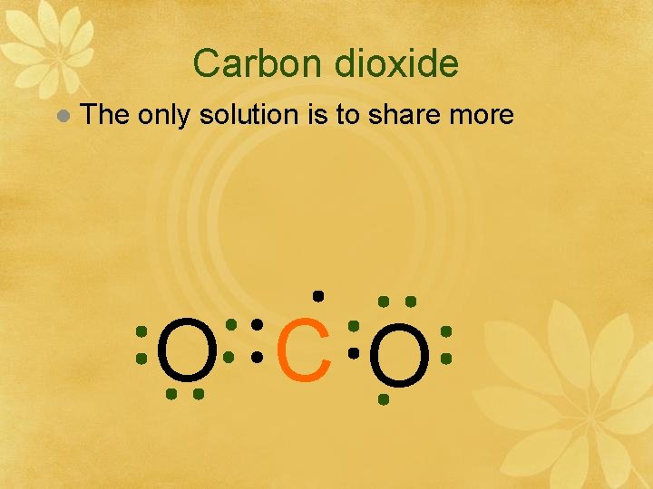 Carbon dioxide l The only solution is to share more O CO 