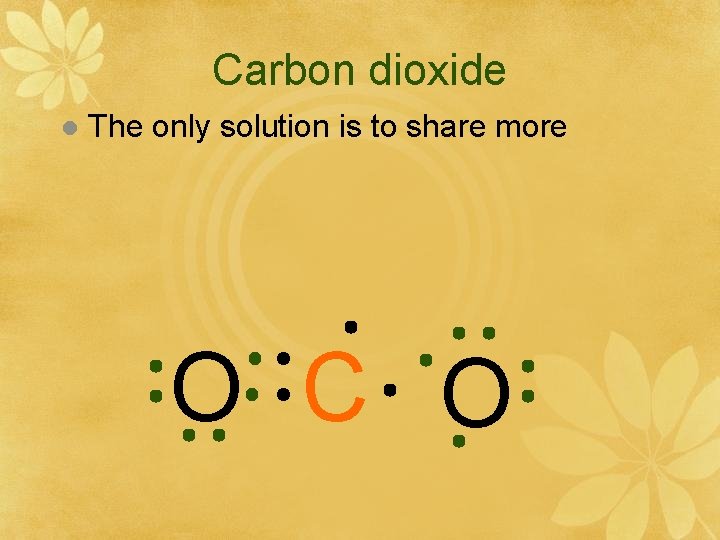 Carbon dioxide l The only solution is to share more O C O 