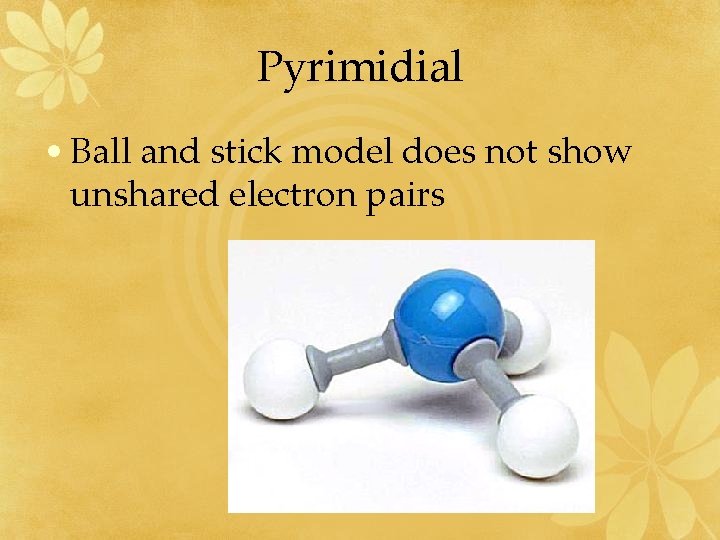 Pyrimidial • Ball and stick model does not show unshared electron pairs 