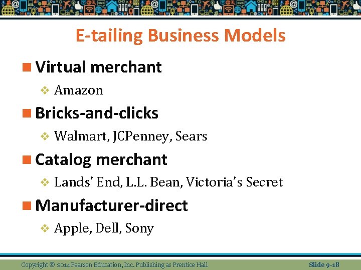 E-tailing Business Models n Virtual merchant v Amazon n Bricks-and-clicks v Walmart, JCPenney, Sears