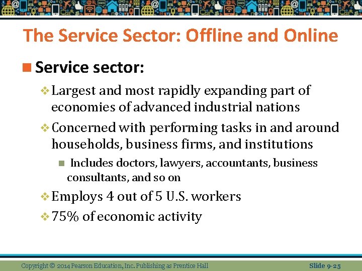 The Service Sector: Offline and Online n Service sector: v Largest and most rapidly