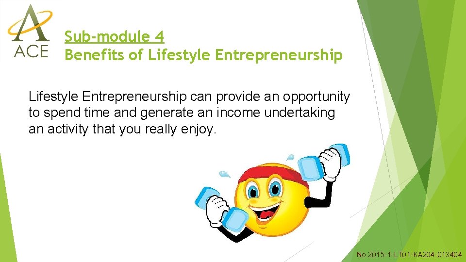 Sub-module 4 Benefits of Lifestyle Entrepreneurship can provide an opportunity to spend time and