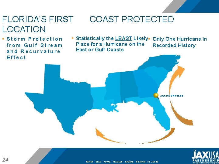 FLORIDA’S FIRST LOCATION § Storm Protection from Gulf Stream and Recurvature Effect COAST PROTECTED