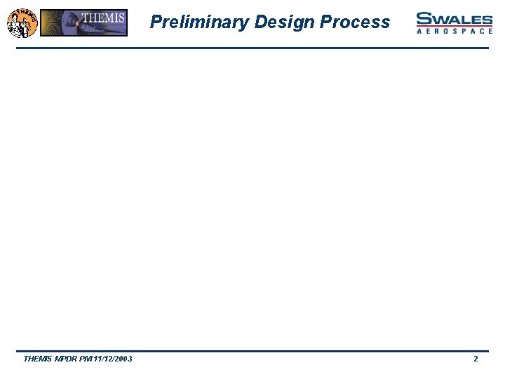 Preliminary Design Process THEMIS MPDR PM 11/12/2003 2 