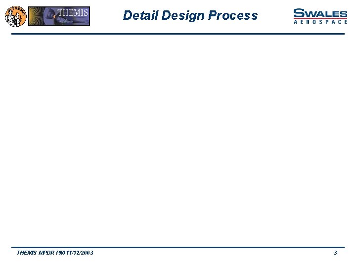 Detail Design Process THEMIS MPDR PM 11/12/2003 3 