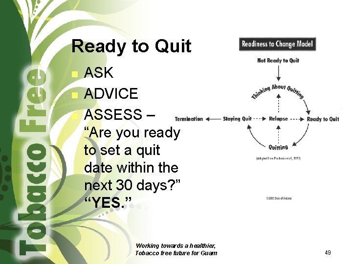 Ready to Quit n n n ASK ADVICE ASSESS – “Are you ready to