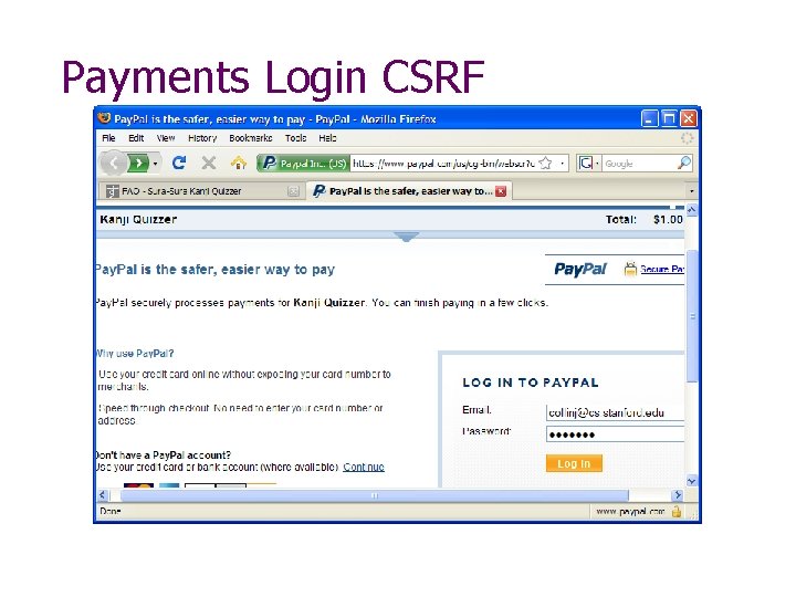 Payments Login CSRF 