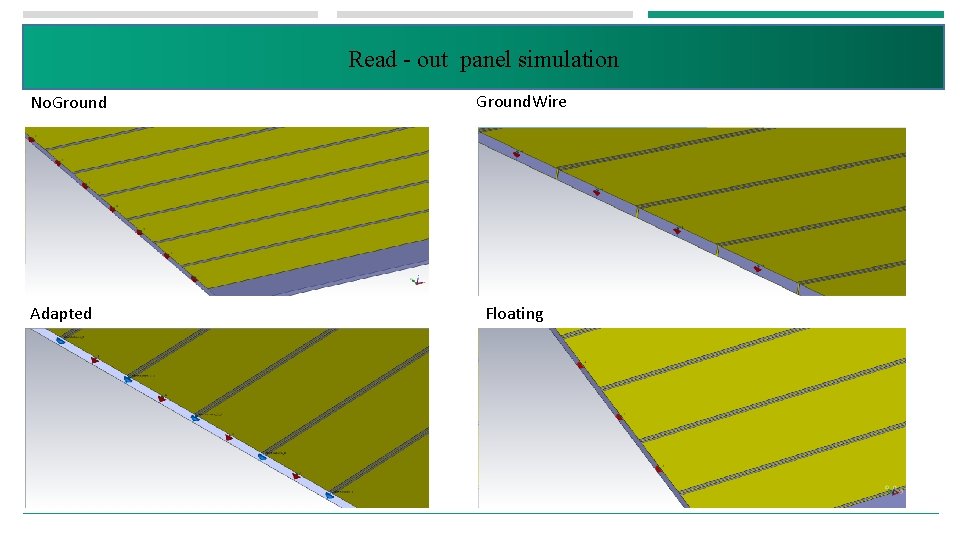 Read - out panel simulation No. Ground Adapted Ground. Wire Floating 