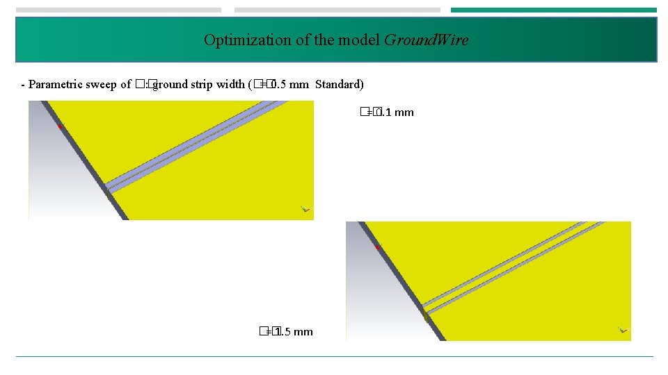 Optimization of the model Ground. Wire - Parametric sweep of �� : ground strip