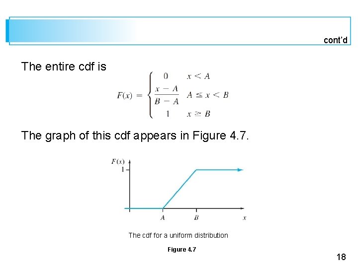 cont’d The entire cdf is The graph of this cdf appears in Figure 4.