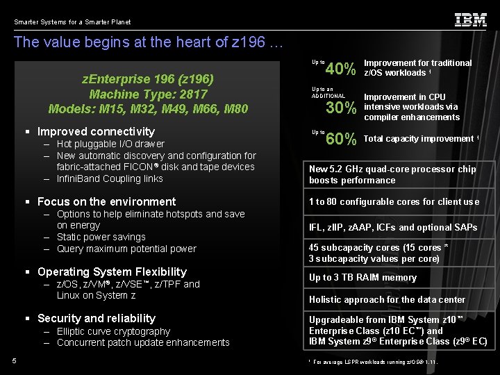 Smarter Systems for a Smarter Planet The value begins at the heart of z