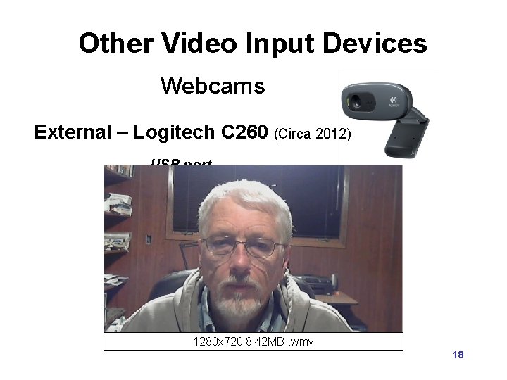 Other Video Input Devices Webcams External – Logitech C 260 (Circa 2012) USB port