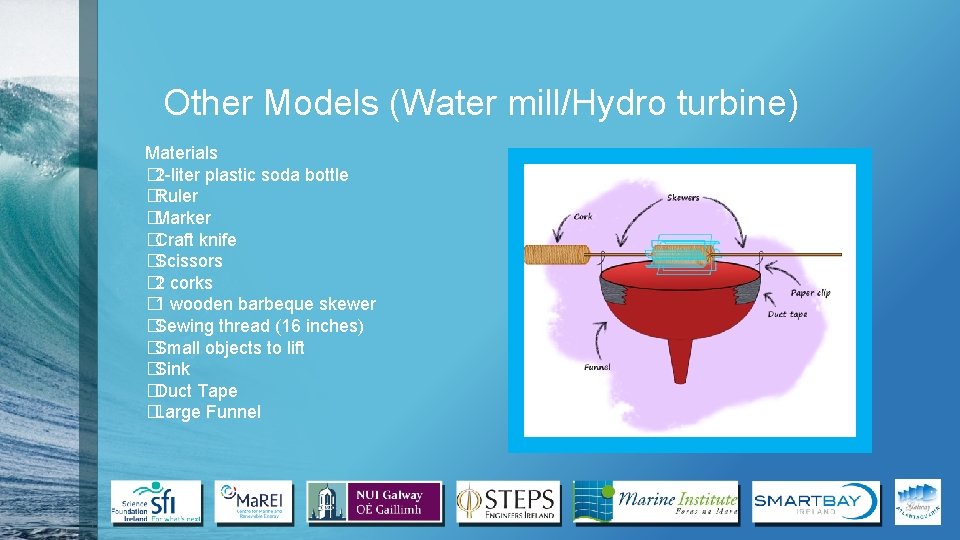 Other Models (Water mill/Hydro turbine) Materials � 2 -liter plastic soda bottle �Ruler �Marker