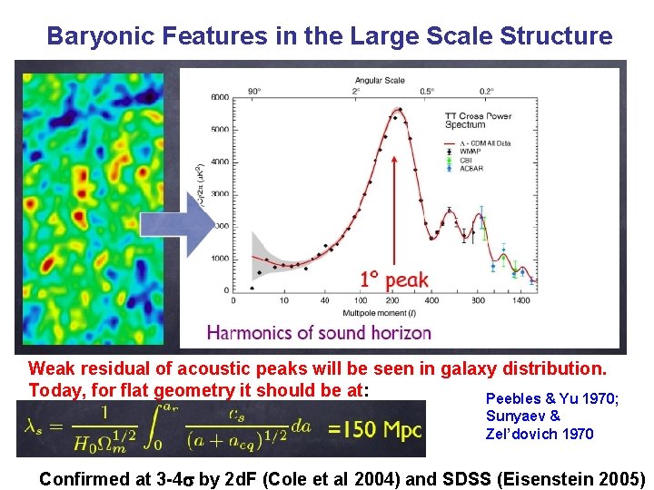 Baryonic Features in the Large Scale Structure Weak residual of acoustic peaks will be