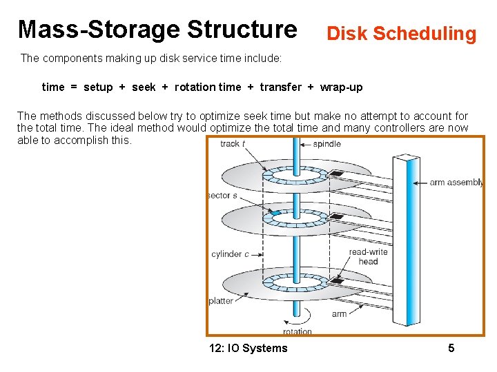 Mass-Storage Structure Disk Scheduling The components making up disk service time include: time =