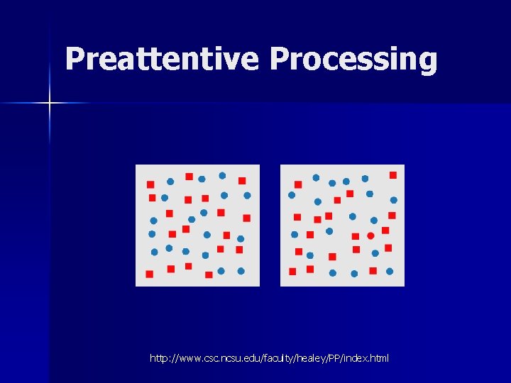 Preattentive Processing http: //www. csc. ncsu. edu/faculty/healey/PP/index. html 