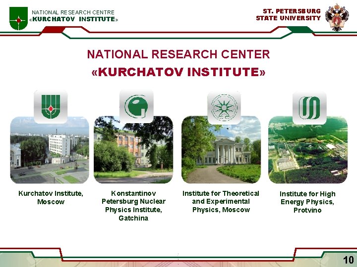 NATIONAL RESEARCH CENTRE «KURCHATOV INSTITUTE» ST. PETERSBURG STATE UNIVERSITY NATIONAL RESEARCH CENTER «KURCHATOV INSTITUTE»
