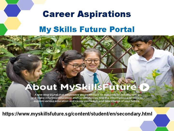 Career Aspirations My Skills Future Portal https: //www. myskillsfuture. sg/content/student/en/secondary. html 