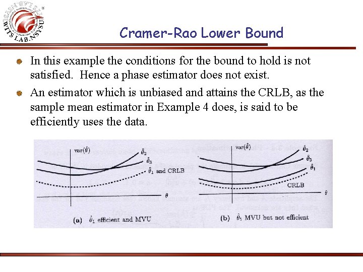 Cramer-Rao Lower Bound In this example the conditions for the bound to hold is