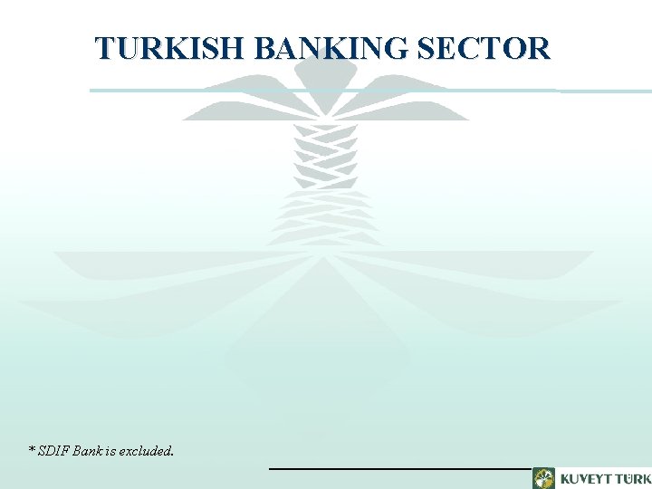 TURKISH BANKING SECTOR * SDIF Bank is excluded. 