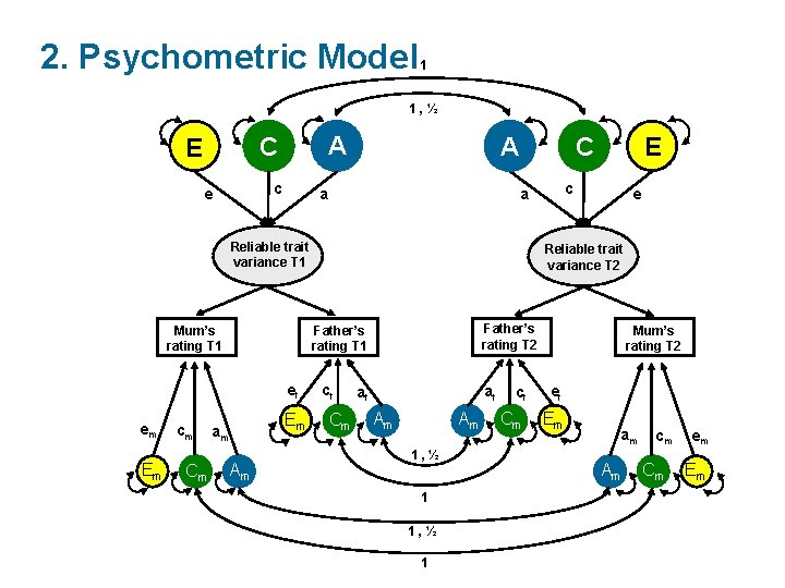 2. Psychometric Model 1 1, ½ A C E c e A a em