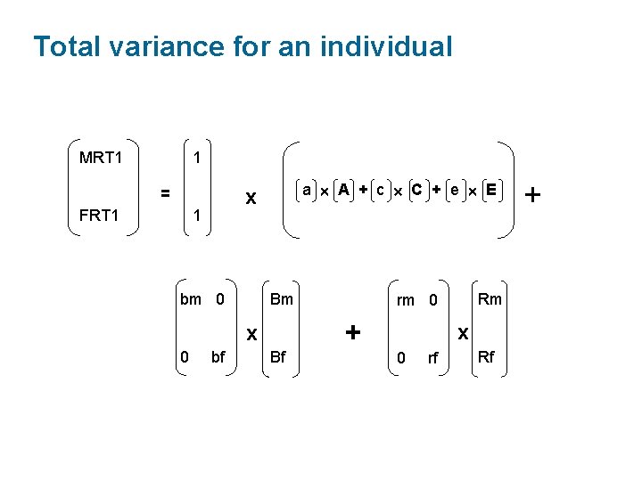 Total variance for an individual MRT 1 1 = FRT 1 a A +