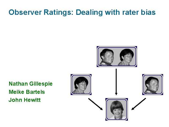 Observer Ratings: Dealing with rater bias Nathan Gillespie Meike Bartels John Hewitt 