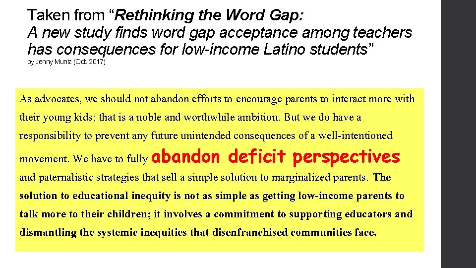 Taken from “Rethinking the Word Gap: A new study finds word gap acceptance among