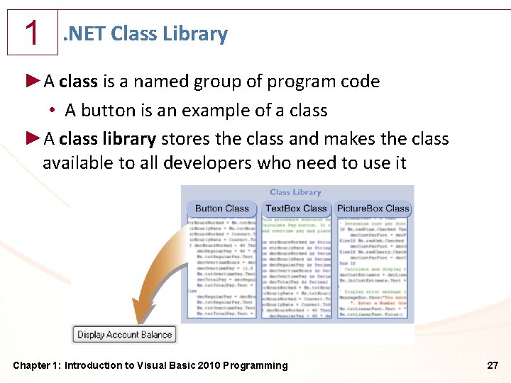 1 . NET Class Library ►A class is a named group of program code