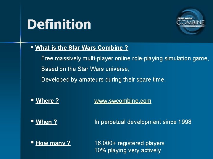 Definition § What is the Star Wars Combine ? Free massively multi-player online role-playing