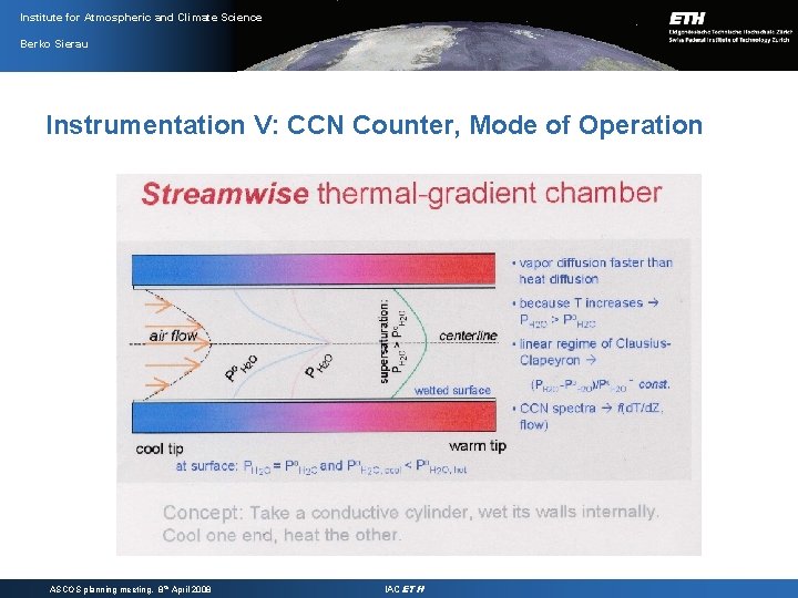 Institute for Atmospheric and Climate Science Berko Sierau Instrumentation V: CCN Counter, Mode of