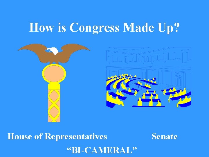 How is Congress Made Up? House of Representatives “BI-CAMERAL” Senate 