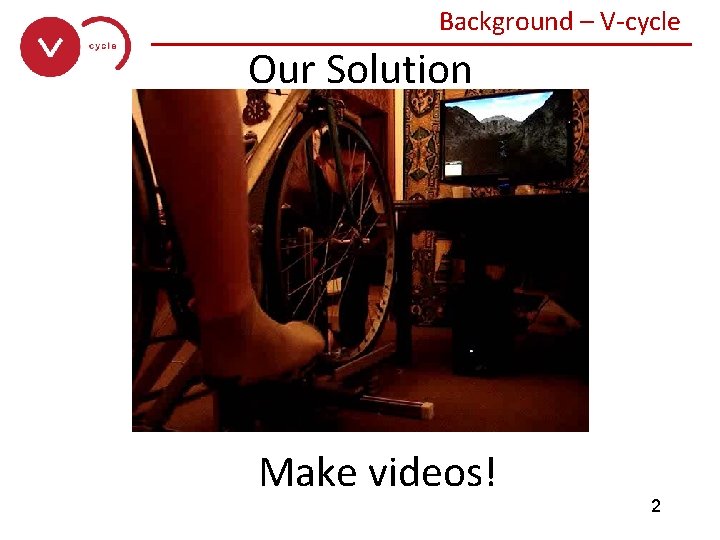 Background – V-cycle ______________ Our Solution Make videos! 2 