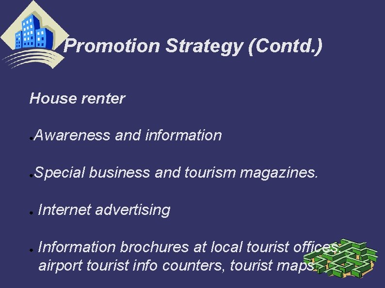 Promotion Strategy (Contd. ) House renter ● Awareness and information ● Special business and