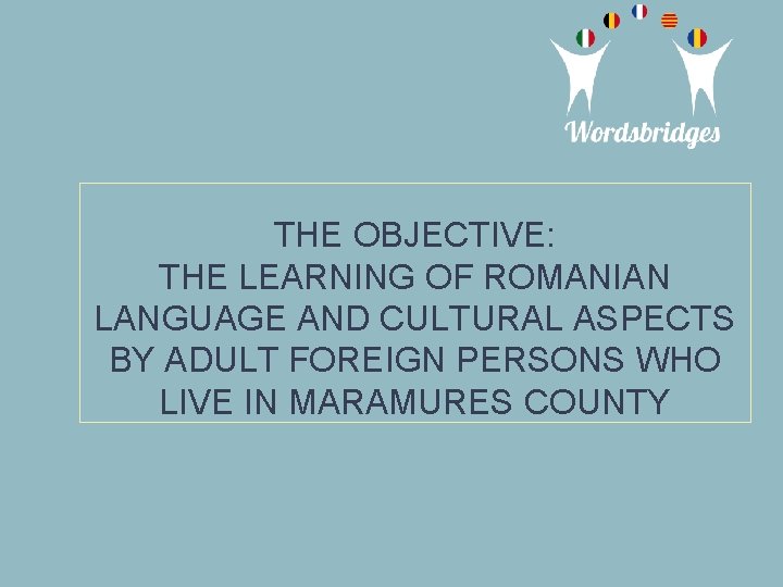 THE OBJECTIVE: THE LEARNING OF ROMANIAN LANGUAGE AND CULTURAL ASPECTS BY ADULT FOREIGN PERSONS