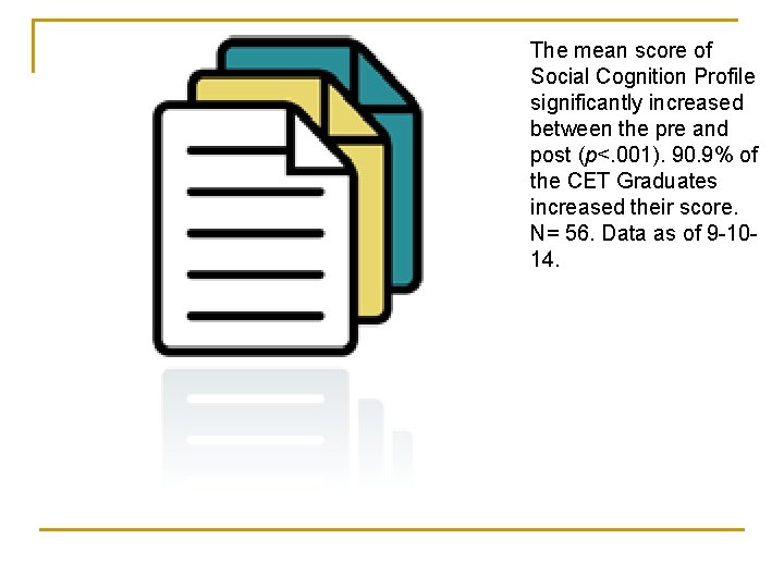 The mean score of Social Cognition Profile significantly increased between the pre and post