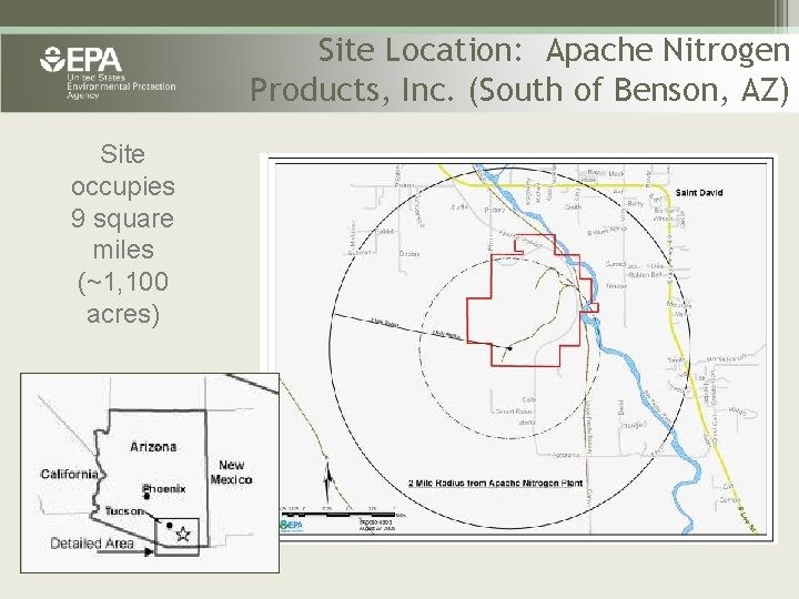 Site Location: Apache Nitrogen Products, Inc. (South of Benson, AZ) Site occupies 9 square