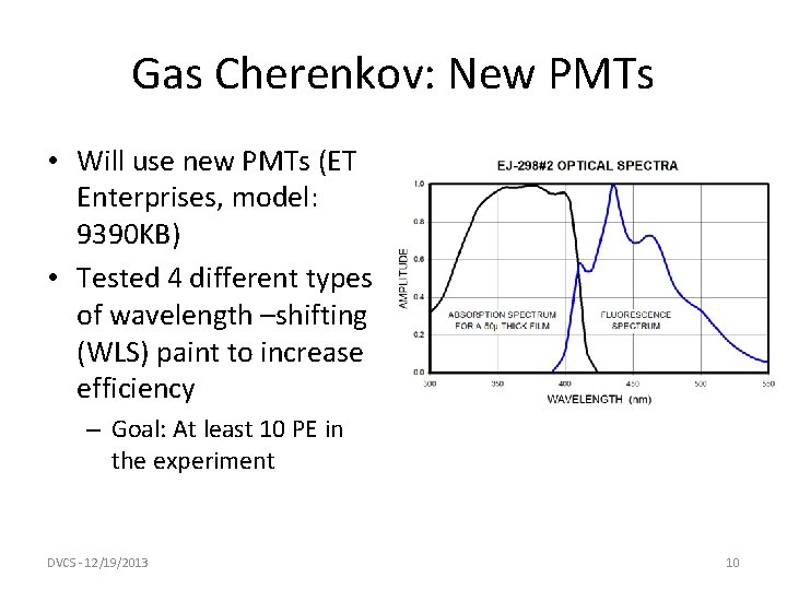 Gas Cherenkov: New PMTs • Will use new PMTs (ET Enterprises, model: 9390 KB)
