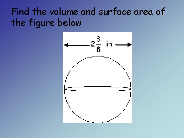 Find the volume and surface area of the figure below 