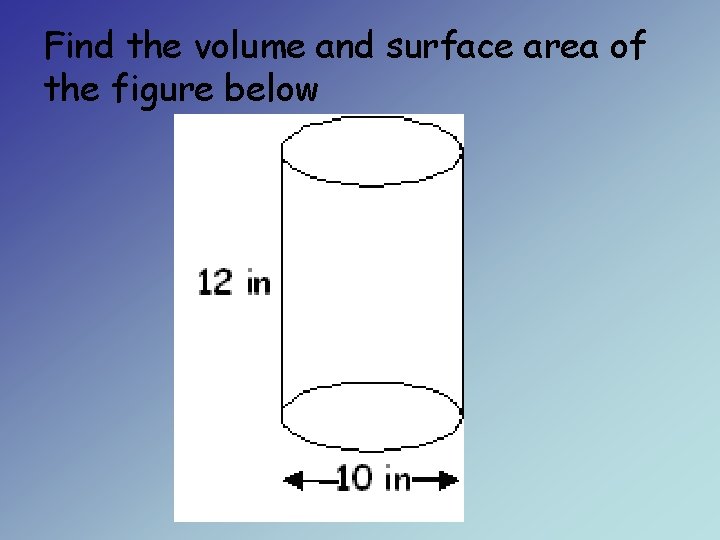 Find the volume and surface area of the figure below 
