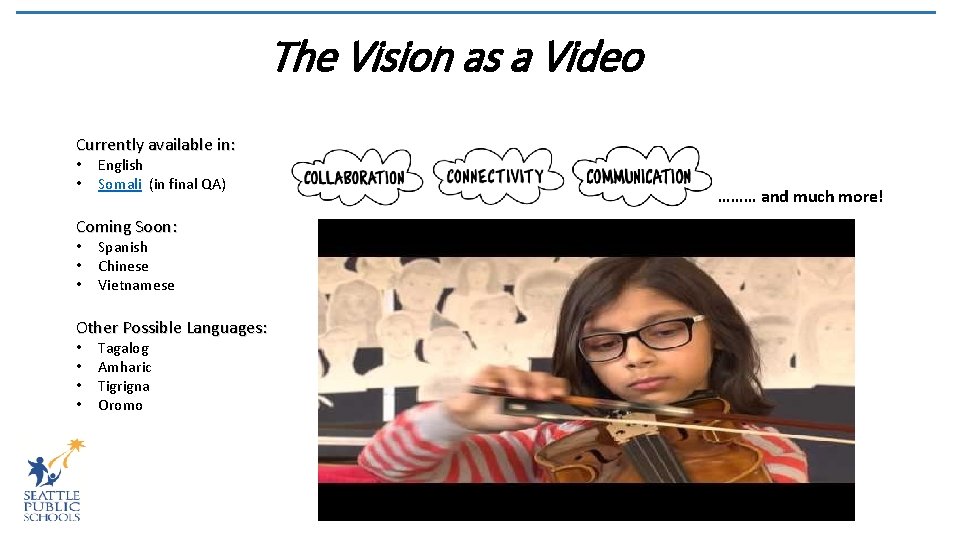 The Vision as a Video Currently available in: • • English Somali (in final