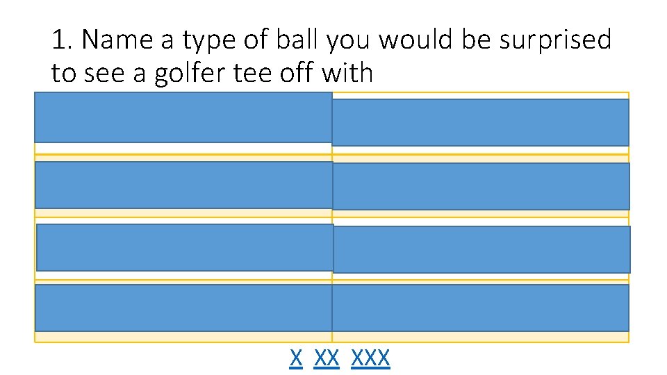 1. Name a type of ball you would be surprised to see a golfer