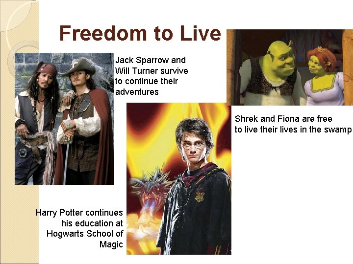 Freedom to Live Jack Sparrow and Will Turner survive to continue their adventures Shrek