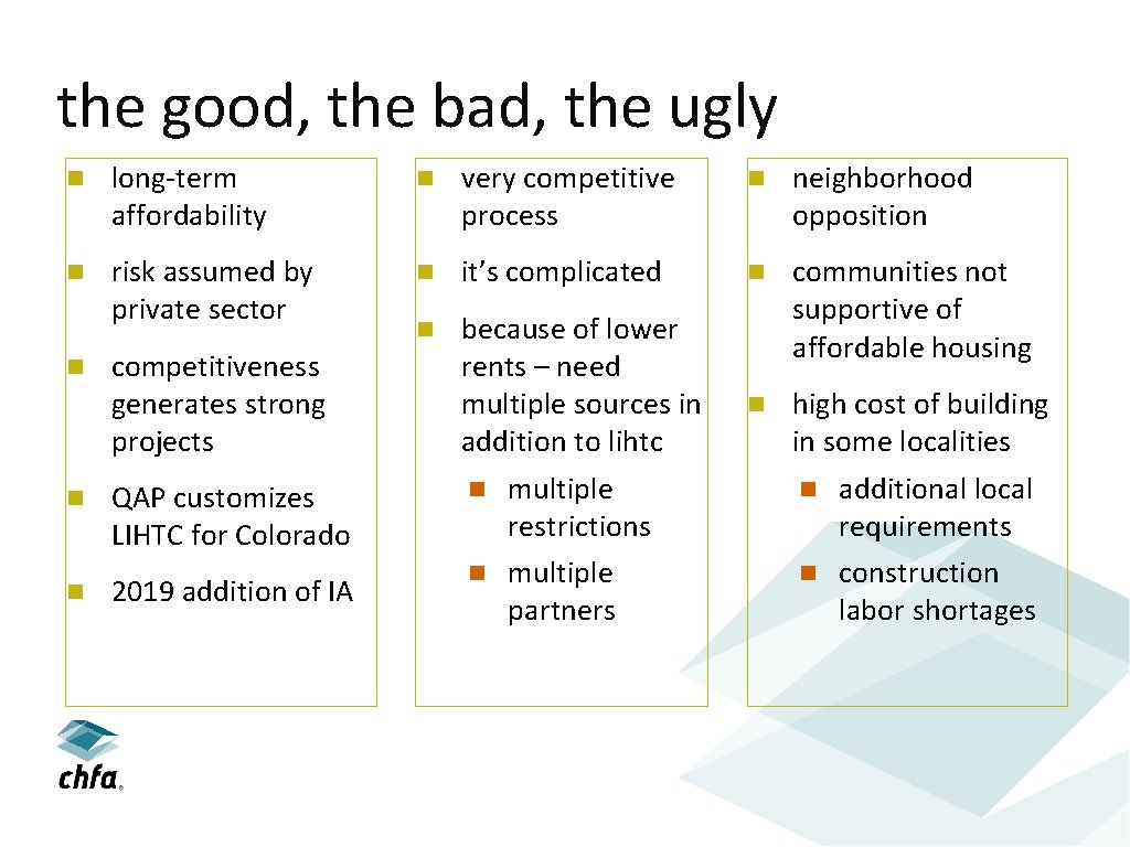the good, the bad, the ugly long-term affordability very competitive process neighborhood opposition risk